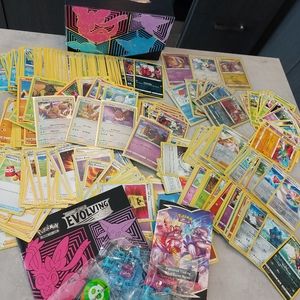 425+ Pokemon TCG card lot. 50 Reverse holos, 50 rares, black star promos holos V